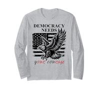 Democracy Needs Your Courage Freedom Pro Democracy Protest Manga Larga