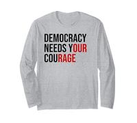 Democracy Needs Your Courage Sign Resist Fascism Protest Manga Larga