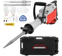 Demolition Hammer 2200W 45J 1350BPM Electric Hammer with Replaceable Chisels 360° Swivel Handle Concrete Break Anti-Vibration for Chisel Construction Plumbing