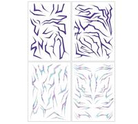 Demon Energy Pattern Temporäre Tattoos 4er Set, Hunter Cosplay Fake Tattoo Aufkleber, Lila Glow in the Dark Körperaufkleber Für Cosplay, Halloween, Musikfestivales, Rave (Lila)