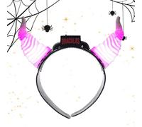 Demon Horns Headband, Halloween Headdress with LED Lights 7.08 x 7.48 x 1.97 pulgadas, Adjustable Fit, Lightweight Costume Accessory for Girls Men Women Kids Teens Dancers Events Parties Photoshoots