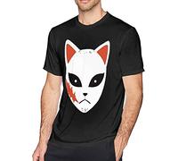 Demon Kimetsu no Yaiba Men's Crew Neck t-Shirt Cool Short Sleeve Classic tee Big Size Clothing Black (Medium)