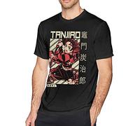 Demon Kimetsu no Yaiba Men's tee Classic Short Sleeve T-Shirt Black (Medium)
