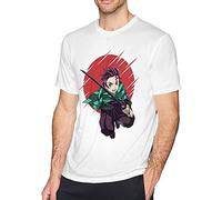 Demon Kimetsu no Yaiba Men's tee Novelty Short Sleeve T-Shirt White (XX-Large)