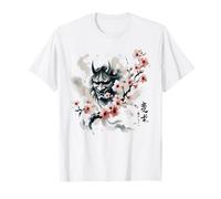 Demon Oni Hannya Mask Japanese Sakura Tree Sumi-e Ink Art Camiseta