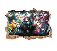 Demon Slayer - Calcomanías de pared para papel pintado, decoración de pared de fondo de dormitorio de niños, póster de anime, decoración de suministros de fiesta de cumpleaños