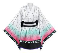 Demon Slayer Daki Cosplay Kimono Outfit, Ropa de Anime para Mujer, Kimetsu No Yaiba Conjunto Completo Ropa de Fiesta de Halloween,Blanco,S