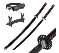 Demon Slayer Katana Espada de 105 cm/41 pulgadas - Samurai Espada Madera para Anime Cosplay - Bokken de madera de bambú con cinturón y soporte - Espadas de anime Accesorios decorativos - (Tanjiro