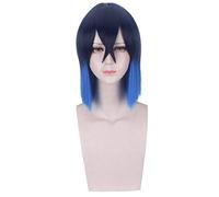 Demon Slayer: Kimetsu No Yaiba Hashibira Inosuke Pelucas de cosplay 35cm Corto Recto Peluca de Anime Peluca sintética Azul marino Halloween Demon Slayer Kimets Hashibira Inosuke