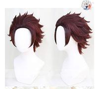 Demon Slayer: Kimetsu no Yaiba Kamado Tanjirou Wig Short Chestnut Brown 28cm Heat Resistant Hair Cosplay Costume Wigs + Wig Cap
