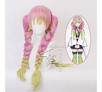 Demon Slayer Kimetsu no Yaiba Kanroji Mitsuri Long Ponytails Clip peluca Cosplay disfraz pelo resistente al calor mujeres pelucas
