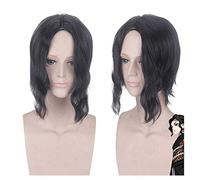 Demon Slayer: Kimetsu no Yaiba Kibutsuji Muzan cosplay Peluca Pelo sintético Halloween negro Cosplay Pelucas + Peluca Cap demonio slayer peluca No.561