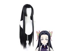 Demon Slayer Kimetsu no Yaiba Kochou Kanae Peluca larga y recta negra Disfraz de Cosplay Pelo sintético resistente al calor Pelucas de mujer