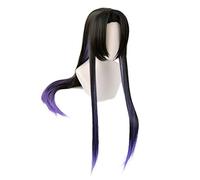 Demon Slayer Kimetsu No Yaiba Shinobu Kochou Kanae peluca larga recta Cosplay disfraz mujeres pelo sintético pelucas de fiesta de Halloween Mz1445