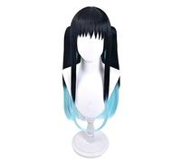 Demon Slayer Kimetsu no Yaiba Tokitou Muichirou Ponytails Peluca larga Disfraz de Cosplay Hombres Mujeres Pelucas de pelo sintético resistente al calor Talla única con coletas