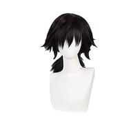 Demon Slayer Kimetsu no Yaiba Tomioka Giyuu Peluca Cosplay Disfraz Hombres Mujeres Negro Cola de Caballo Pelucas de Cabello Resistente al Calor