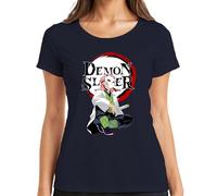 Demon Slayer Sabito Máscara Anime Kimetsu no Yaiba Regalo Camiseta Mujer, azul marino, S