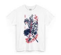 Demon Slayer - Tanjiro Kamado, camiseta blanca, manga corta, unisex adultos, 100% algodón, idea regalo Anime Manga, Color blanco., XS
