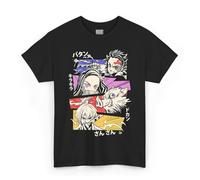 Demon Slayer - Tanjiro, Zenitsu, Inosuke, Nezuko, Camiseta Negra, Manga Corta, Unisex Adultos, 100% Algodón, Idea Regalo Anime Manga, Negro , XS