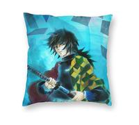 Demon Slayer Tomioka Giyuu Anime Throw Pillow Luxury Breathable Cushion Cover Decorative Square Soft Pillowcase Accent Pillow Case 18" x18" (F-1658)