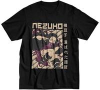 Demon Splitting Nezuko Kamado Men's Cotton Anime Manga Pattern T-Shirt(Medium)