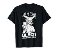 Demon Woman Coffee Lover Black Soul Halloween Funny Cafeína Camiseta
