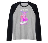 Demon Woman Coffee Lover Black Soul Halloween Funny Cafeína Camiseta Manga Raglan