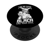 Demon Woman Coffee Lover Black Soul Halloween Funny Cafeína PopSockets PopGrip Adhesivo