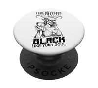 Demon Woman Coffee Lover Black Soul Halloween Funny Cafeína PopSockets PopGrip Adhesivo
