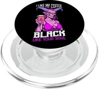 Demon Woman Coffee Lover Black Soul Halloween Funny Cafeína PopSockets PopGrip para MagSafe