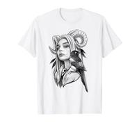 Demonias Lilith Bruja Cuervo Camiseta gráfica económica, Hombre, Blanco, L