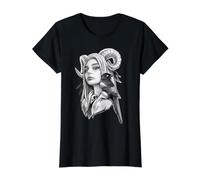 Demonias Lilith Bruja Cuervo Camiseta gráfica económica, Mujer, Negro, XS
