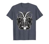 Demonio Baphomet - Brujería Oculta Camiseta, Hombre, Azul Jaspeado, 5XL