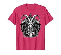 Demonio Baphomet - Brujería Oculta Camiseta, Hombre, Rojo Jaspeado, L