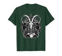 Demonio Baphomet - Brujería Oculta Camiseta, Hombre, Verde Bosque, L
