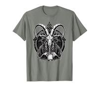Demonio Baphomet - Brujería Oculta Camiseta, Hombre, Verde Militar Jaspeado, XXL