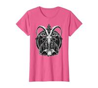 Demonio Baphomet - Brujería Oculta Camiseta, Mujer, Rosa Jaspeado, M