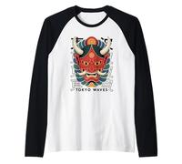 Demonio Japonés Tatuaje Cara Yokai Diablo Hannya Japón Oni Máscara Camiseta Manga Raglan