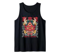 Demonio Japonés Tatuaje Cara Yokai Diablo Hannya Japón Oni Máscara Camiseta sin Mangas