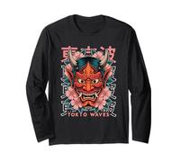 Demonio Japonés Tatuaje Cara Yokai Diablo Hannya Japón Oni Máscara Manga Larga