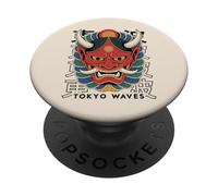 Demonio Japonés Tatuaje Cara Yokai Diablo Hannya Japón Oni Máscara PopSockets PopGrip Adhesivo