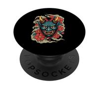 Demonio Japonés Tatuaje Cara Yokai Diablo Hannya Japón Oni Máscara PopSockets PopGrip Adhesivo
