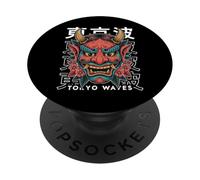 Demonio Japonés Tatuaje Cara Yokai Diablo Hannya Japón Oni Máscara PopSockets PopGrip Adhesivo
