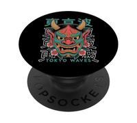 Demonio Japonés Tatuaje Cara Yokai Diablo Hannya Japón Oni Máscara PopSockets PopGrip Adhesivo