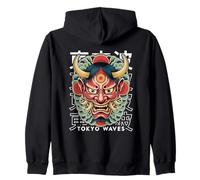 Demonio Japonés Tatuaje Cara Yokai Diablo Hannya Japón Oni Máscara Sudadera con Capucha