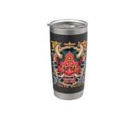 Demonio Japonés Tatuaje Cara Yokai Diablo Hannya Japón Oni Máscara Vaso térmico de acero inoxidable de doble pared