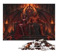 Demonio Satán del Infierno Puzzle De Madera 300 Piezas Adultos Y Niños,Reto,Rompecabezas,14 Años+ Pareja de Demonios,Deco Pared,Regalo Ideal,Madera,Anti-estrés,Relax,Desafío,Educativo (40x28cm)