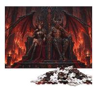 Demonio Satán del Infierno Puzzle De Madera 500 Piezas Adultos Y Niños,Desafío,Regalo Ideal,Rompecabezas Pareja de Demonios,Madera,Deco Pared,14 Años+,Anti-estrés,Relax,Reto,Educativo (52x38cm)