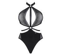Demoniq - Body abierto para mujer, color negro