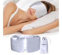 DEMPROS Antifaz para dormir de seda de morera, máscara de ojos de lujo para dormir para mujeres y hombres con banda ajustable, funda para dormir con diseño opaco suave sin presión en tamaño grande